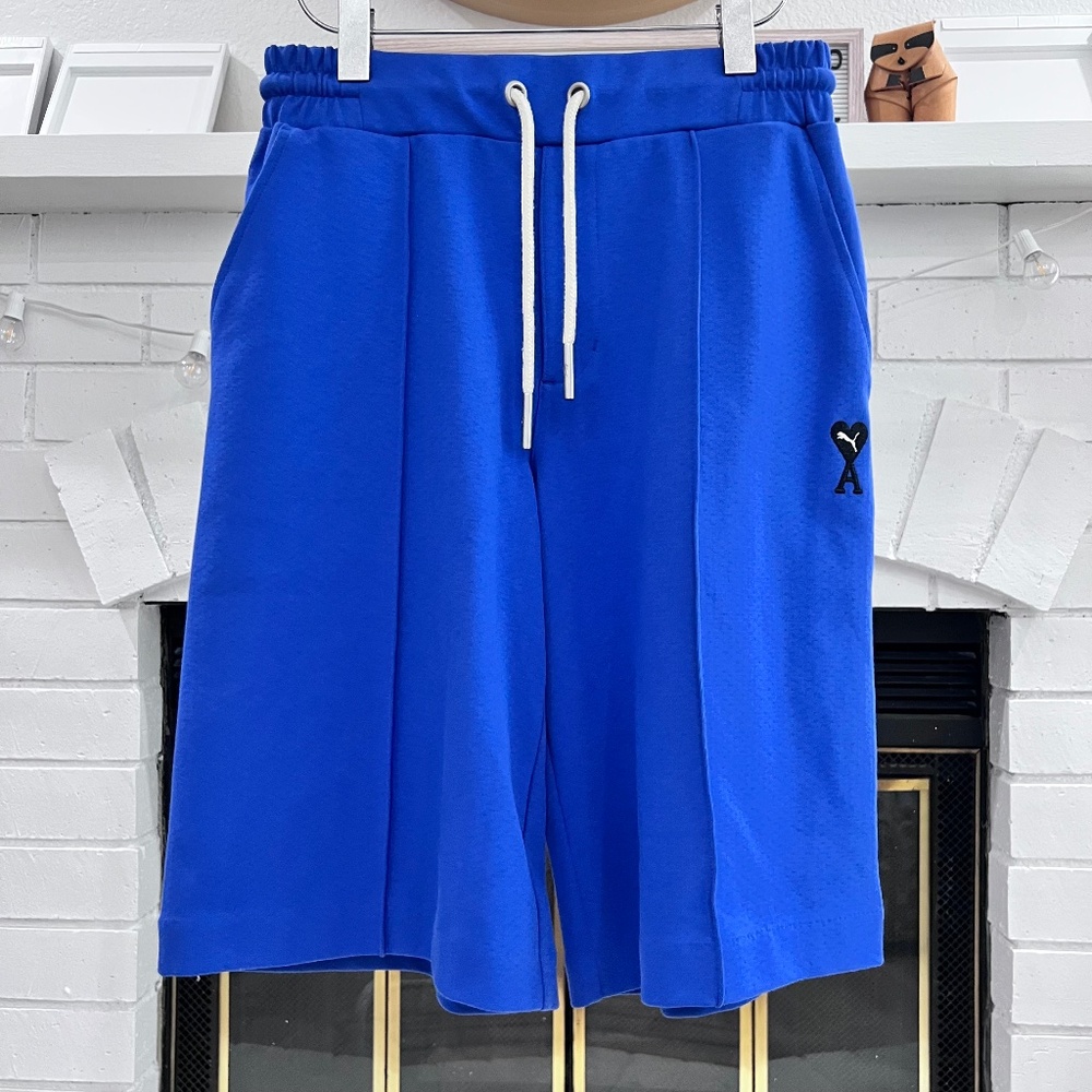 AMI X Puma Dazzling Blue Black Heart Logo Shorts